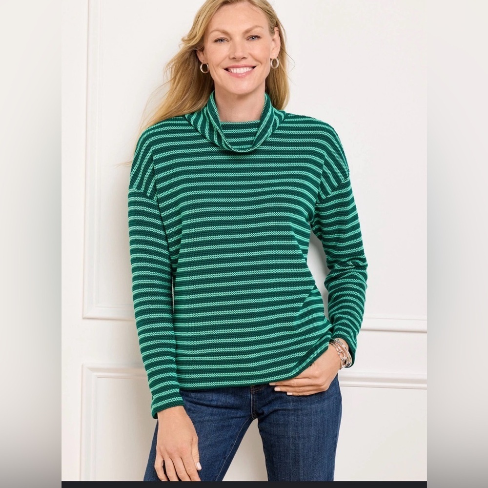 Talbots Relaxed Turtleneck Pullover Stripe100% organically grown cotton. S